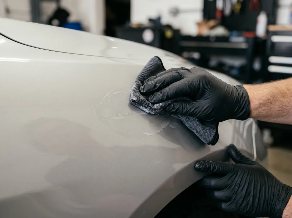 Step 2: Gently rubbing with Drivio Nano Scratch Cloth
