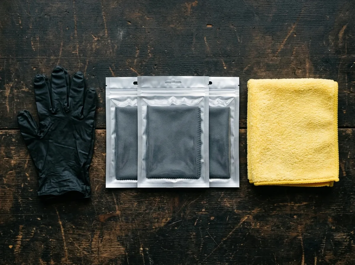 Drivio Nano Scratch Cloth unboxing knolling flat lay